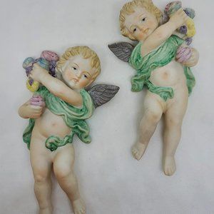 Vintage Bisque Cherub Wall Decor